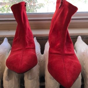 Topshop red ankle boot